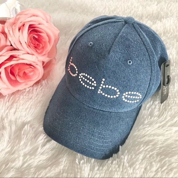 bebe Accessories - NWT BEBE denim hat cap embellished rhinestones